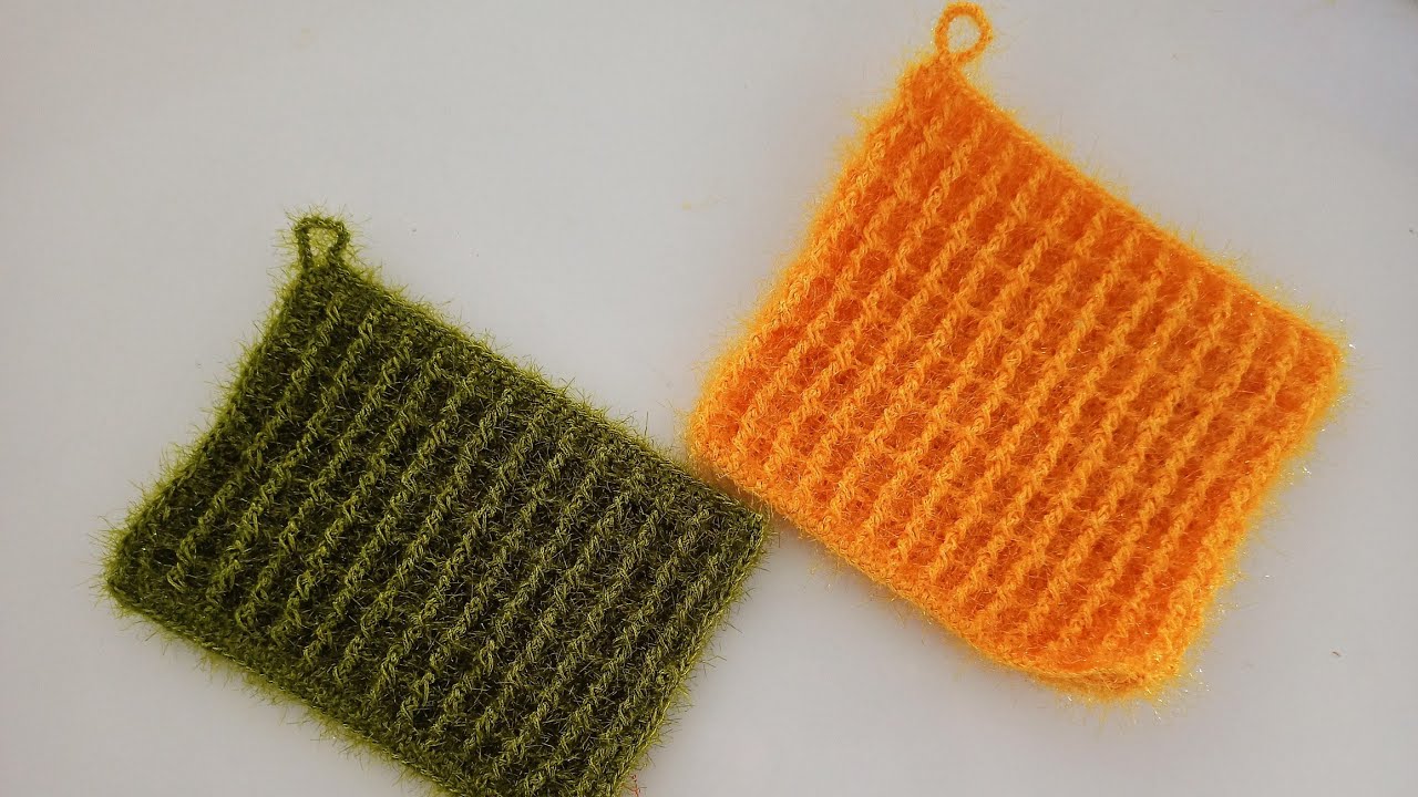 Tığ İşi Waffle (gofret) Örgü Modeli /Örgü Modelleri / Bulaşık Süngeri