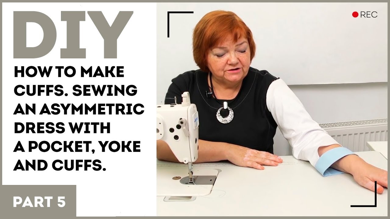 DIY: How to make cuffs. Sewing an asymmetric dress with a pocket, yoke and cuffs.