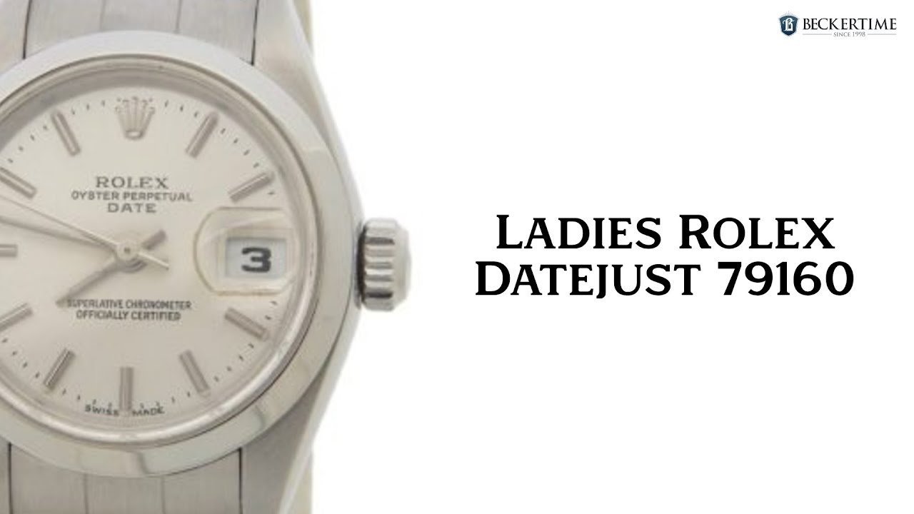 Ladies Rolex Stainless Steel Date Watch with Silver Stick Dial 79160