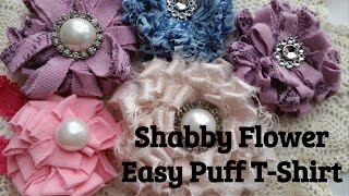 T-shirt Flower DIY, No Sew, no glue, Shabby Chic tutorial, Easy fabric flower. Fabric Crafts