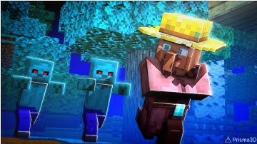 Zombies Attack on Village | Villager life | Babu Tech [ Prisma 3d Minecraft animation ]