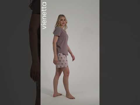 Купить Хлопковый домашний костюм (футболка + шорты) VIENETTA 6020017346 в Украина в Lingerie.ua - Одяг для дому та відпочинку, Видео 1