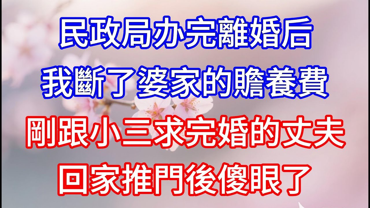【爽文】民政局办完離婚后，我斷了婆家的贍養費，剛跟小三求完婚的丈夫，回家推門後傻眼了