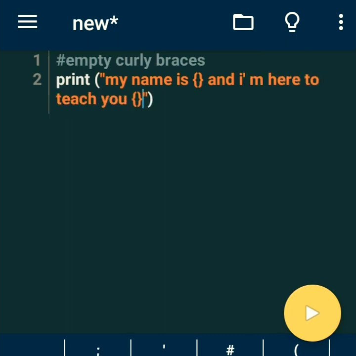 Empty curly braces in python youtube