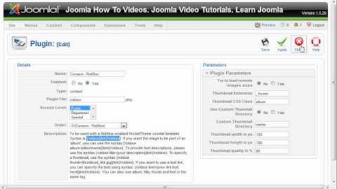Joomla Video Tutorial: Joomla 1.5 - The Plugin Manager