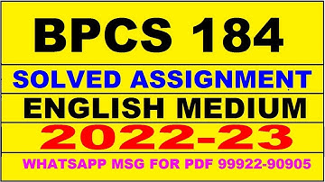 bpcs 184 solved assignment 2022-23 in english | bpcs 184 solved assignment 2022-23 | bpcs 184 2023