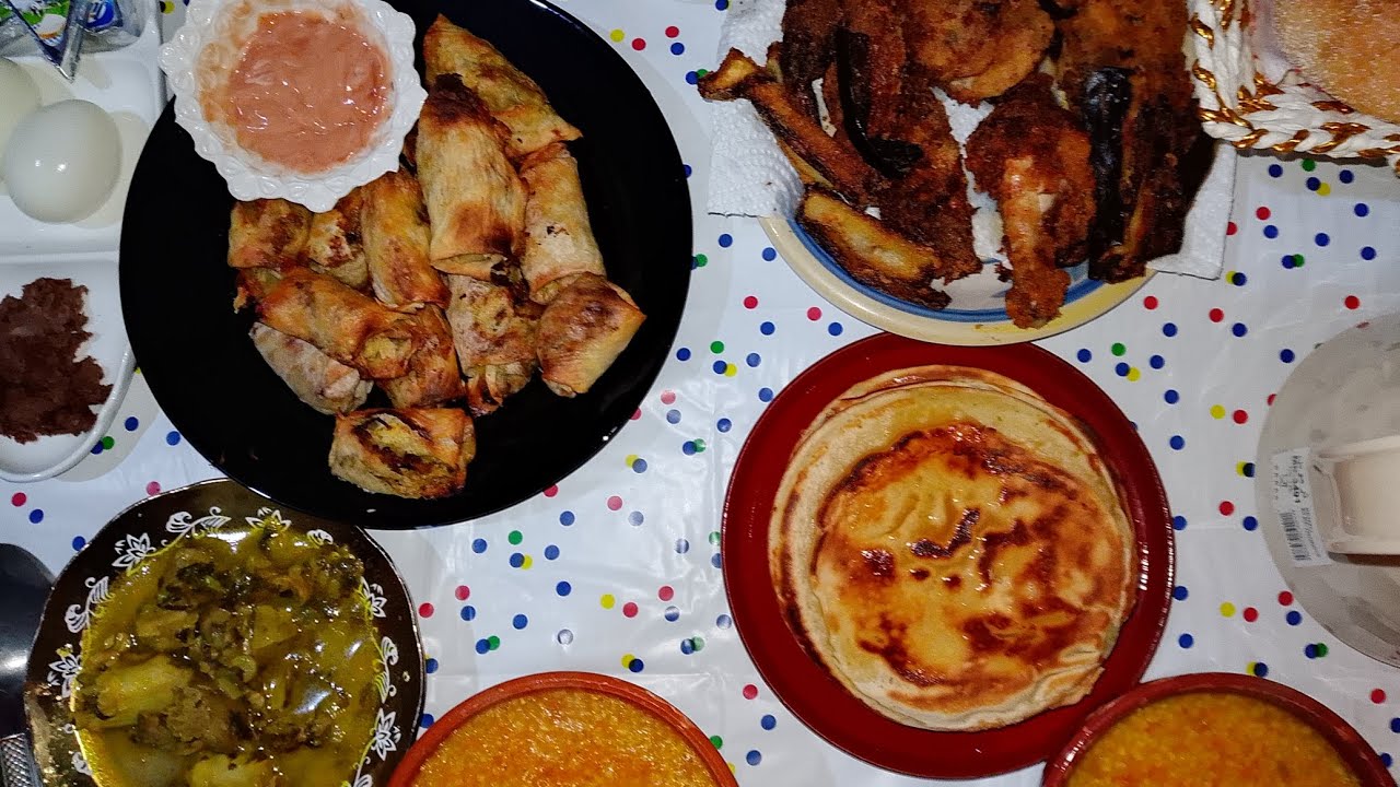 شهيوات للإفطار بسيطة ولديدة 😋 حساء،دجاج كنتاكي،سيكار،بان كيك،سلطة،عصير،مرق دجاج 👌