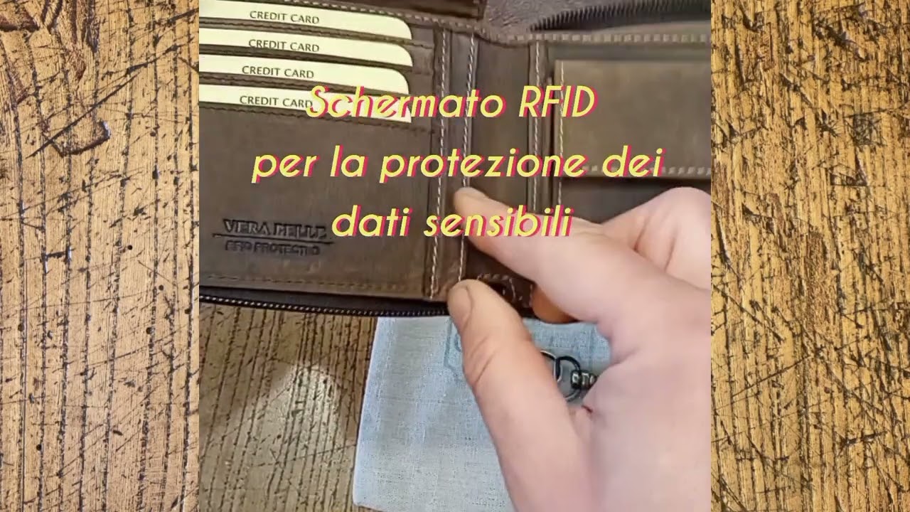 Portafoglio Uomo Con Catena Di Sicurezza – Pochette In Similpelle Fantasia Aquila USA, Porta Carte E Monete - 2