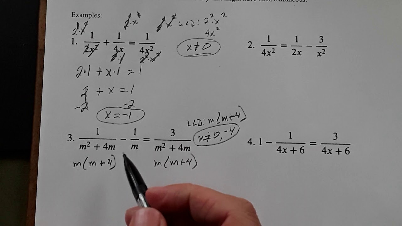 Alg2 Solving Rational Equations - YouTube