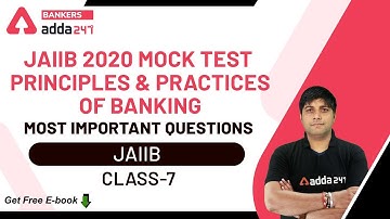 JAIIB 2020 Mock Test | Principles And Practices Of Banking | Most Important Questions (Class-7)