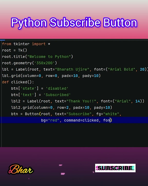 😨YouTube Subscriber Button in Python Python YouTube API💠💠Python Script ...