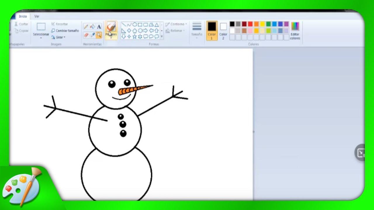 Dibujos para niños: Cómo dibujar un hombre de nieve en Paint - thptnganamst.edu.vn