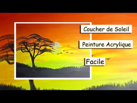 Peinture acrylique  - 🎨 coucher du soleil  facil pour debutant (Peinture africaine) Bangos buuz