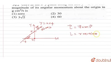 A particle of mass `5g` is moving with a uniform speed of `3sqrt2 cm//s` in the `x-y` plane