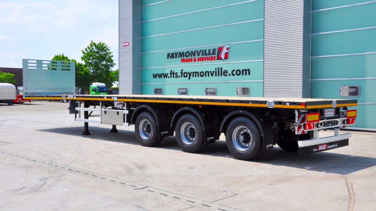 MAX Trailer - MAX210 extendable flatbed trailer w/ 13600mm loading platform length & 22.5" tires