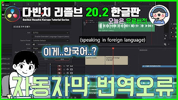 자막이 영어로 자동 번역될 때? 다빈치리졸브 스튜디오 한글 자막 오류 해결! - 동영상편집프로그램 다빈치리졸브 한글판 강의