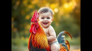 A playful baby with light brown hair rides on a fluffy gray-and-white sheep with soft, curled fleece screenshot 4