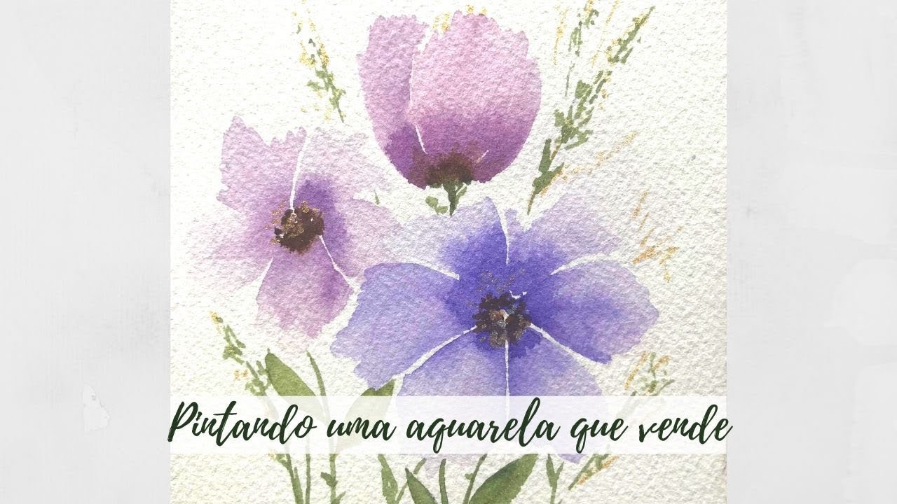 Aquarela botânica - composição de flores