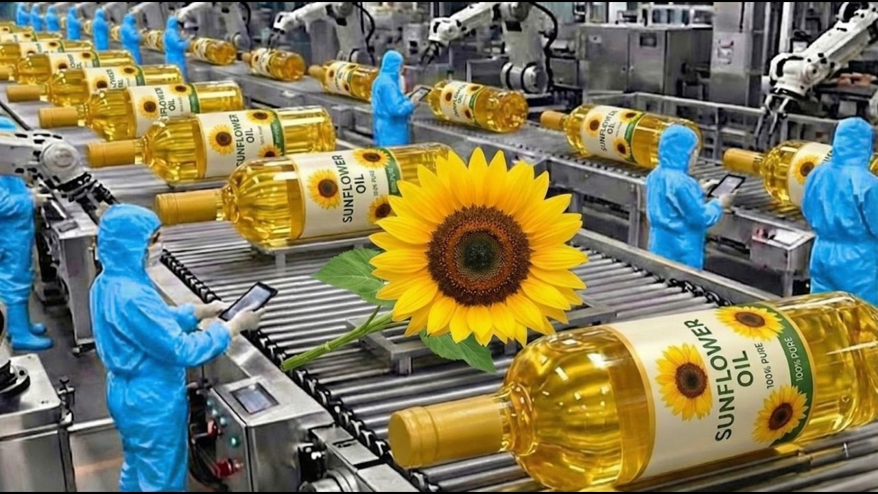 Watch How Sunflower Oil Is Made in a Modern Factory - Full Production Line
