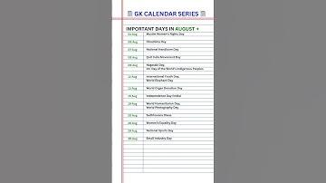 Important Dates In August 🇮🇳 #gkshorts