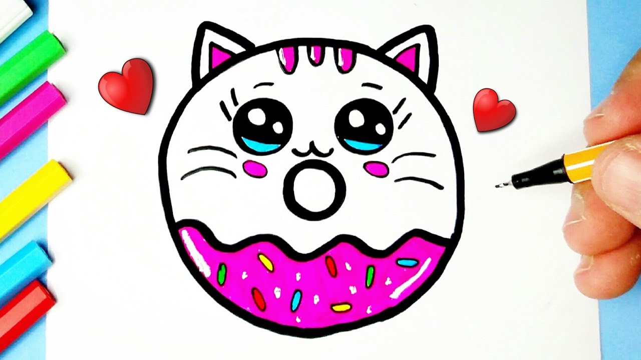 Como desenhar Cookie Cat Kawaii fofo ❤ Desenhos Kawaii - Desenhos