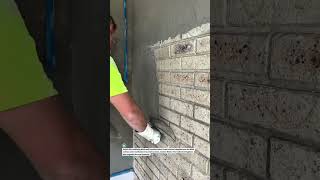 Smooth Brick Wall Plaster Finish! #construction #plastering #DIY #shorts #builder #tools
