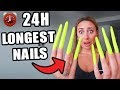 WEARING THE LONGEST ACRYLIC NAILS FOR 24 HOURS!!! (in public)
