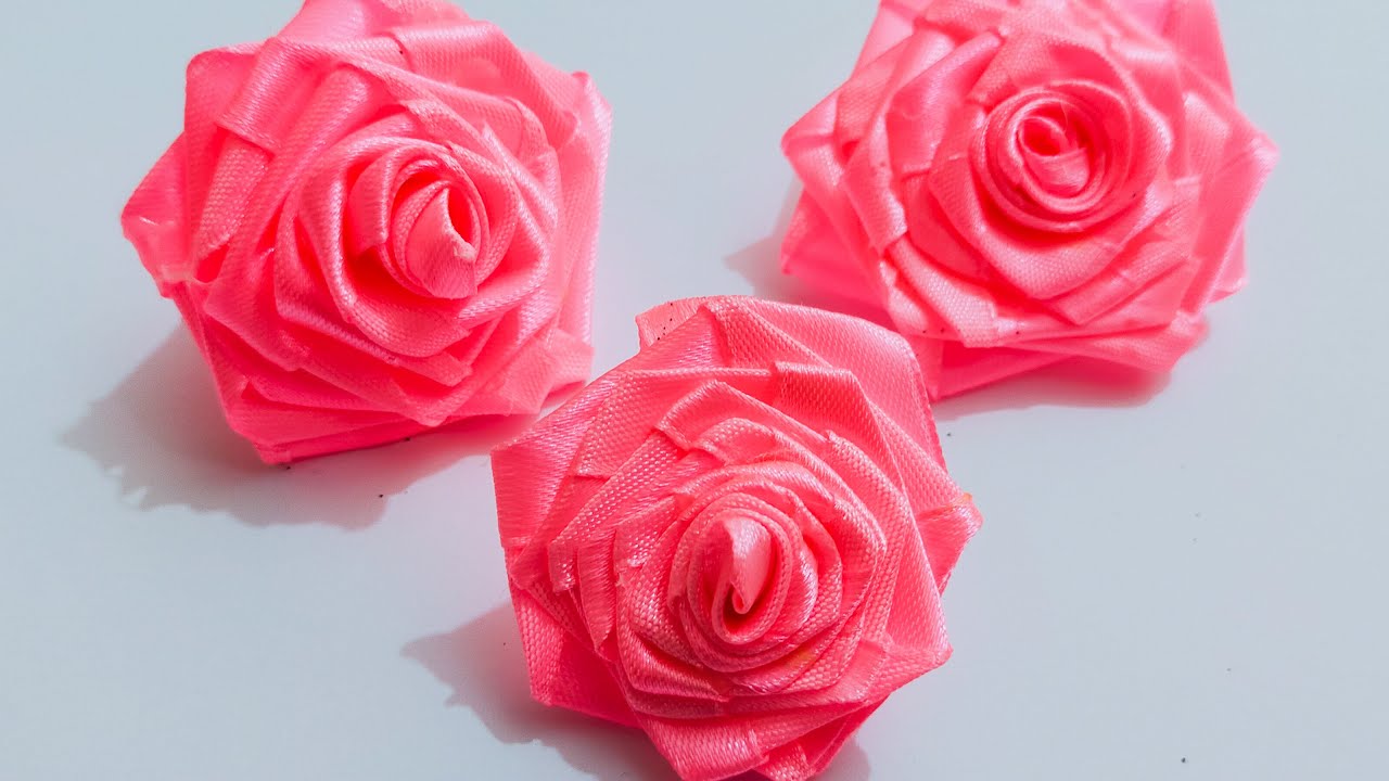 Super easy Ribbon Roses Satin Ribbon Rose Tutorial How to make a