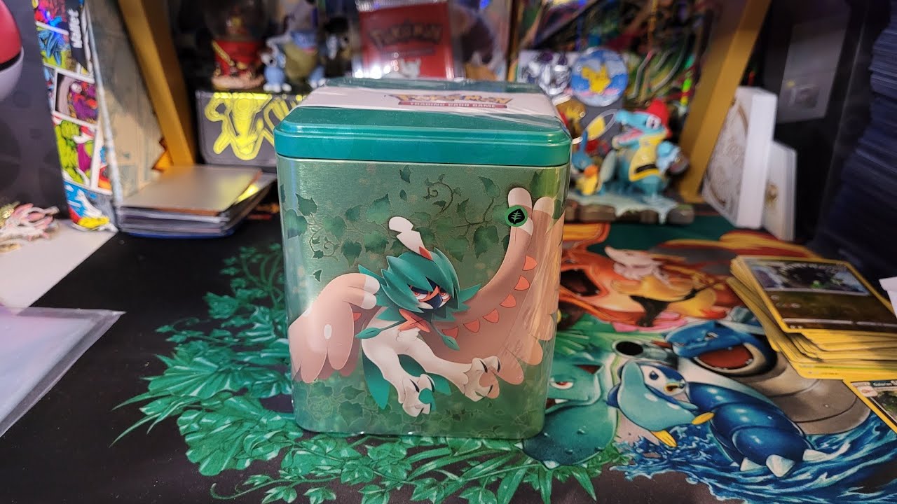 Pokemon Stacking Tin Opening!! Grass Artwork - YouTube