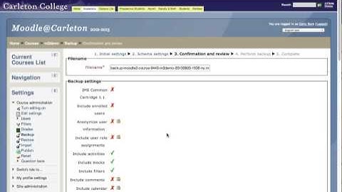 Backup a course in Moodle 2.3