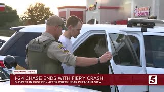 Suspect in custody after pursuit, crash near I-24 in Cheatham County