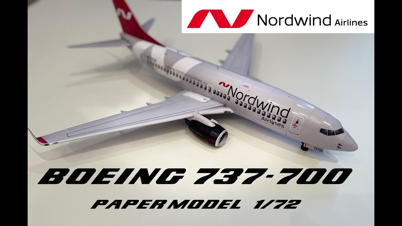 Модель BOEING 737-700 Nordwind модель из бумаги  SketchUp papermodel BOEING 737 Nordwind DIY 1/72