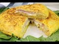 Tortilla de patata rellena de jamón y queso | Tortilla sandwich | Receta deliciosa