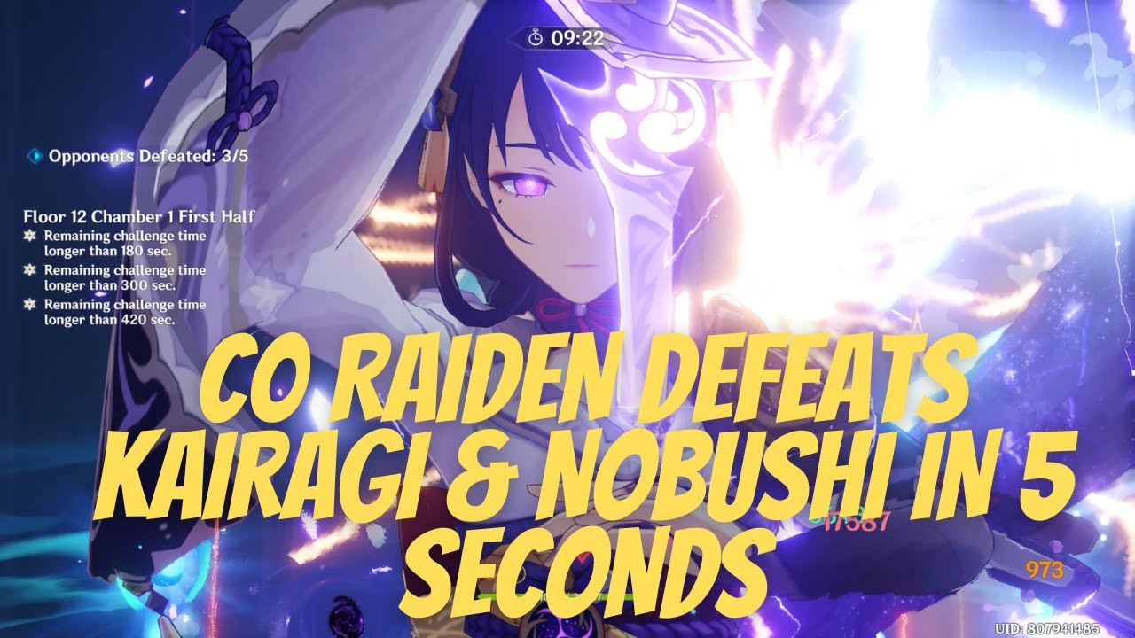 C0 Raiden defeats Abyss floor 12 Kairagi & Nobushi in 5 seconds | Genshin Impact