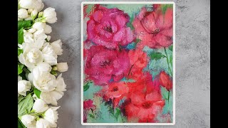 Abstract floral acrylic Painting / Textured / Step by Step / Floral art by MariArtHome