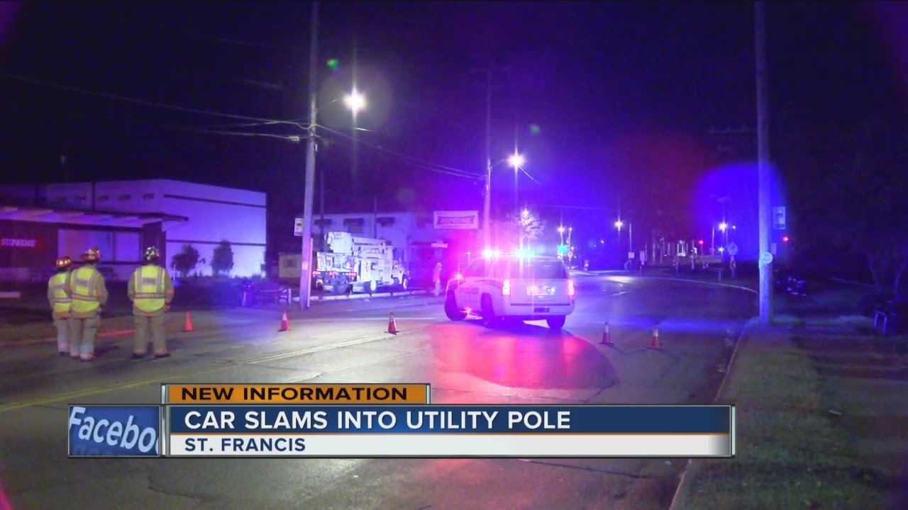 Car slams into utility pole - YouTube