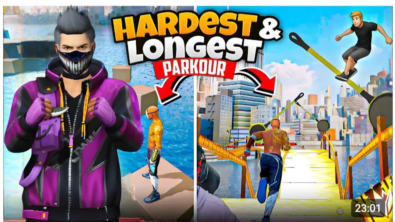 Longest parkour in free fire | Hard parkour in free fire | easy and hard two modes | craftland maps 