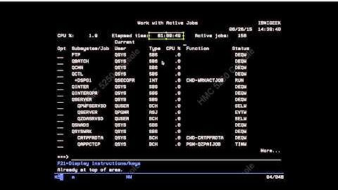 IBM i, iSeries, AS400 Tutorial - WRKACTJOB - Work With Active Jobs