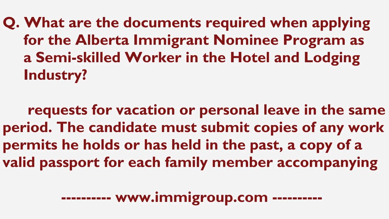 Documents Required When Applying For AINP As A Semi skilled Worker In The Hotel And Lodging 