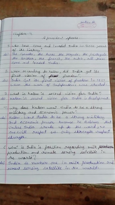 Good Luck Publishers Answer Key Class 7 English Grammar class+1 chapter 4 english A president speaks. short question answer