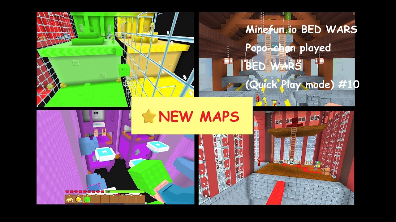 Minefun.io BED WARS ⭐NEW MAPS! ⭐Popo-chan played BED WARS (Quick Play mode) #10 ポポちゃんベッドウォーズを凸!! #10