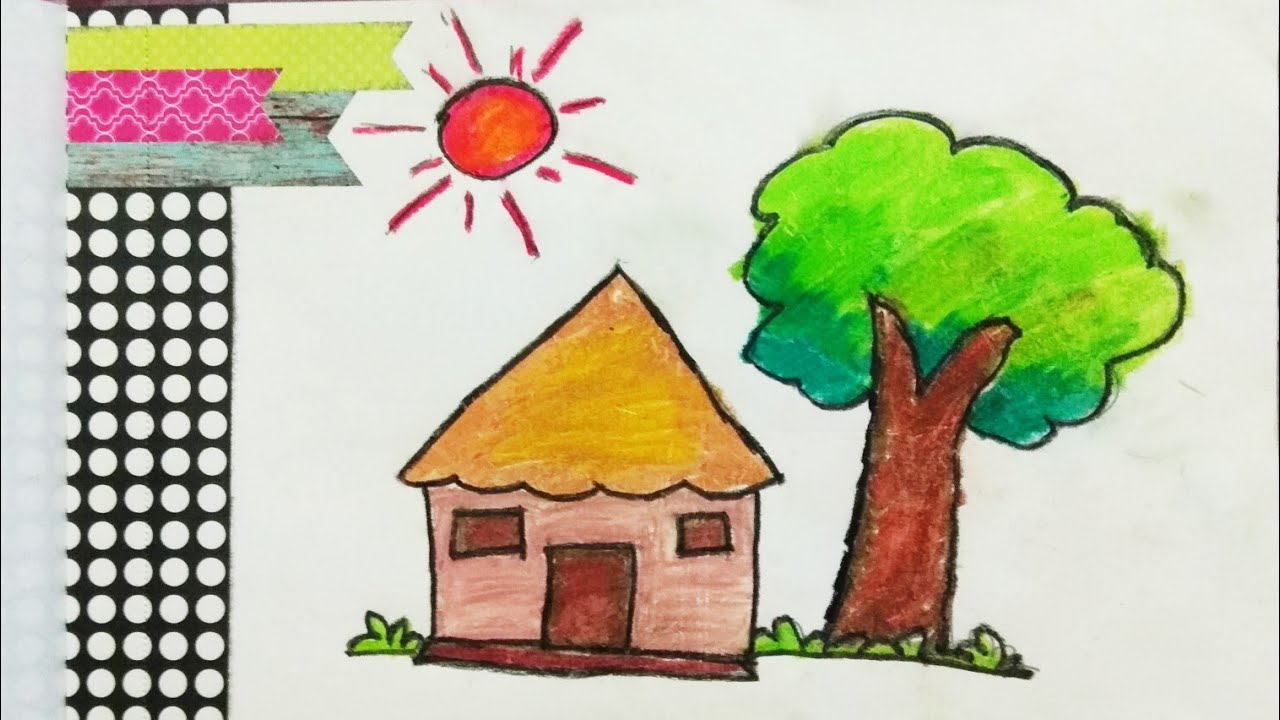 How To Draw House Tree YouTube