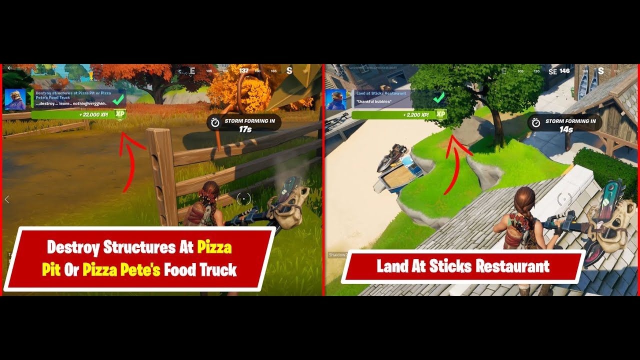 *Easy* Destroy Structures At Pizza Pit Or Pizza Pete's Food Truck & Land At Sticks Restaurant