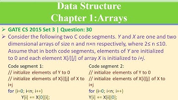 GATE CS 2015 Set 3 | Q30:Consider the following two C code segments .Y and X are one and two dimensi