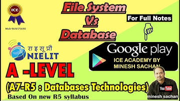 Nielit A Level || A7-R5 Database technologies || Database technology || File System Vs database