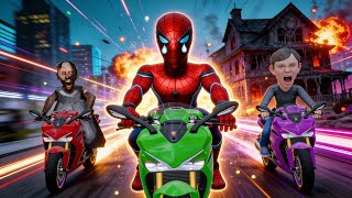 Playing as granny vs spiderman vs Schoolboyrunaway With Bike In City Who Is win?