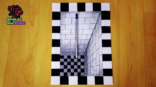 How to draw 3D hole illusion /very easy/ 3D trick art on paper/ 3D drawing hole easy / 3D drawing
