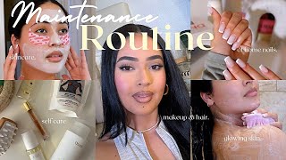 BEAUTY MAINTENANCE ROUTINE 2024 | self care + nails, straight hair + grwm + shopping+brow lamination