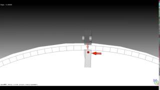 CVT Simulation - Spiral Running
As part of a cooperation with Bosch, our institute has been long working on the simulation and optimization of continuously variable transmissions (CVT). The video shows the spiral running of an element within a pulley groove. Due to the deformation of the pulley-sheaves, the elements effectively changes its running radius along the arc. The video directly results from simulation. CVT Simulation - Spiral Running
