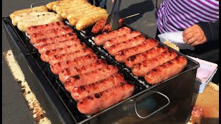 Yummy. Queuing Food  Taiwanese sausage with sticky rice/Taiwanese street food/大溪隱藏版排隊美食碳烤香腸